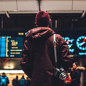 Person at boarding gate after receiving travel vaccinations by Fitzroy North doctor